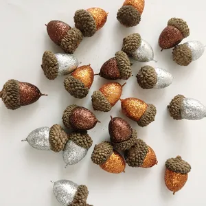 Dekorasi murah warna-warni simulasi mini busa plastik acorn ornamen natal