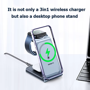 แท่นวางอุปกรณ์ Qi แบบแม่เหล็กสามชั้นพับได้15W แท่นวางตั้งโต๊ะแบบแม่เหล็กทำจากอะลูมิเนียม - Product Image 5