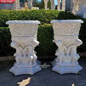 Vasi per Fiori in Marmo Naturale di Grandi Dimensioni con <span class=keywords><strong>Testa</strong></span> di Capra per Giardino Esterno - Product Image 4