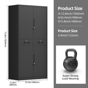 Archivador de Hierro Negro, Mueble de Almacenamiento Metálico con Cajones y Estantes Ajustables <span class=keywords><strong>para</strong></span> Garaje, <span class=keywords><strong>Oficina</strong></span>, Aula - Product Image 2