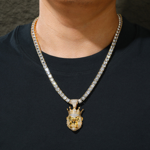 Hiphop da uomo gioielli da regalo placcato in oro 925 in argento Sterling VVS Moissanite diamante ghiacciato con corona - Product Image 5