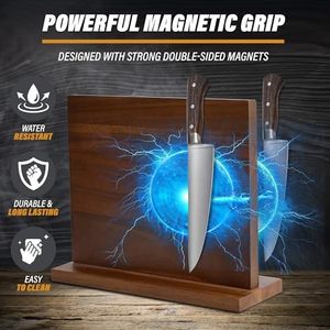 ที่วางมีดแม่เหล็กอเนกประสงค์ <span class=keywords><strong>Yelo</strong></span> XL-01 ขนาด 12" x 9" แบบสองด้าน แม่เหล็กเสริมแรง วัสดุไม้ สำหรับเก็บมีดและกรรไกรในครัว ทำจากสแตนเลส - Product Image 4