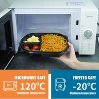 Vente flash - Boîte à lunch rectangulaire écologique jetable en PP de qualité alimentaire, sans BPA, 3 compartiments, couleur personnalisée