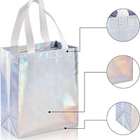Nouveau sac à provisions non tissé laser en métal argenté de haute qualité sac écologique réutilisable avec logo