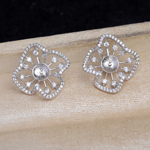Boucle d'oreille en argent S925, 8-10 mm, accessoire de bijoux en perles DIY, semi-fini, JG6017, support vide, composants de bijoux - Product Image 4