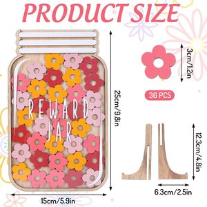 Nicro vendita calda di alta qualità fiore forma di stella in legno premio barattolo per bambini strumenti di incentivazione di gestione <span class=keywords><strong>del</strong></span> comportamento decorazioni in aula - Product Image 4