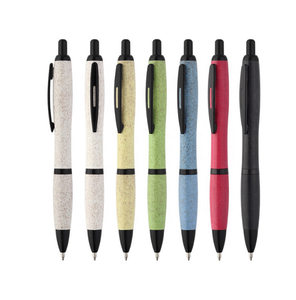 Elite Eco Click Ball Pen Degradable Wheat Straw with 1.0mm <b>Writing</b> Width Logo Pen for Promotions - Product Image 1