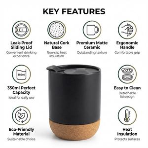 Wholesale Custom Logo <b>Ceramic</b> <b>Mug</b> with Cork Bottom Leak-Proof Lid 350ml Matte OEM/ODM Factory Price Fast Delivery Cups - Product Image 5