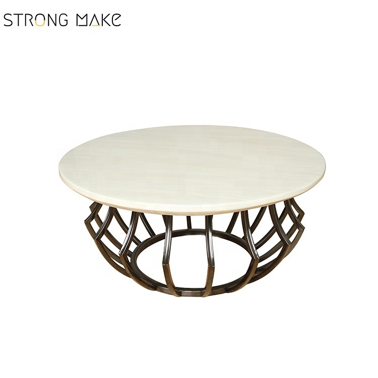 Design d'intérieur en acier inoxydable chromé cadre Artificielle table d'appoint En Marbre table basse