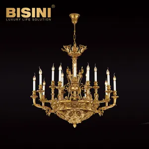 Hand-carved brass plated ceiling lamp Classic elegant candlestick ceiling lamp