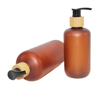 Kemasan Kosmetik Botol Semprot Bambu PET Kosong 500ml/1000ml untuk Krim Wajah, Emulsi, Sampo dengan Tutup Pompa