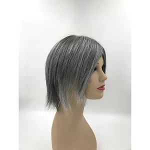 hair loss solutions synthetic grey comfortable full cranial prostheses pieces super fine swiss lace toppers with poly coat