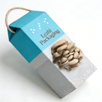 Boîte d'emballage personnalisée en gros pour kit de champignons frais avec poignée, boîte en carton ondulé E-flute économique avec fenêtre