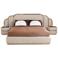 Luxusvilla Neues Design Doppelbett-Kopfteil Modernes Lederbett Schlafzimmer-Möbelset