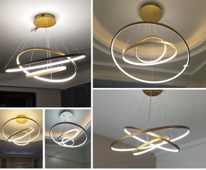 LED Iron Acrylic Ceiling Pendant Lamp Luxury <strong>Dining</strong> Lamparas Hanging <strong>Light</strong> Circle Ring Modern Gold Chandeliers Pendant <strong>Light</strong> - Product Image 6
