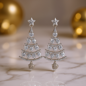 E1937 Colgante de Árbol de Navidad de Oro Blanco con Diamantes, Regalo Encantador para Mujer, Diamante Natural de Color D con Corte Corazón, Joyería - Product Image 2