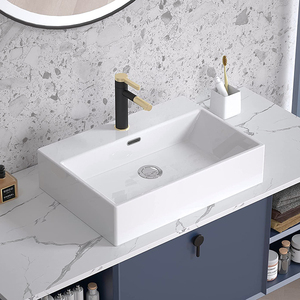 Évier d'art rectangulaire moderne nordique lavabo de salle de bain éviers suspendus pour salle de bain lavamanos blancos bassin en céramique - Product Image 4