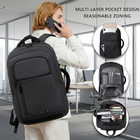 Tas Ransel Laptop Ergonomis Bisnis OEM Kustom 17 Inch Anti Air Kulit USB Type-C Kantor Perjalanan Pria Anti Maling Tas Sekolah Lembut