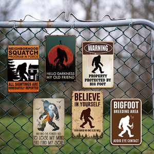 Letrero Metálico Divertido de Bigfoot, Placa de Advertencia de Sasquatch, Decoración para <span class=keywords><strong>el</strong></span> Hogar, Humor para <span class=keywords><strong>el</strong></span> Vecindario, Decoración para Cuarto de Hombre - Product Image 3