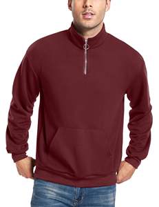 Casual Pullover <b>Tops</b> Quater <b>Zip</b> Sweatshirt logo Embroidery French Terry Pullover Cotton-Blend - Product Image 4