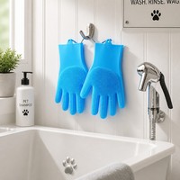 Gants de bain magiques en silicone pour chats, en stock pour les produits de bain pour animaux, gants-brosses (1 paquet)