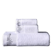 Ensemble de serviettes de bain de luxe en microfibre bio nature brodée en coton absorbant