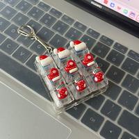 Gantungan Kunci Lucu untuk Dekorasi Natal, Gantungan Kunci Tombol Keyboard, Tekan Klik Keycap, Gantungan Kunci Natal untuk Mengurangi Stres