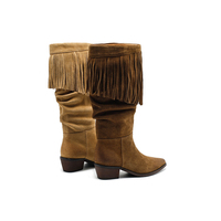 Bottes hautes vintage à franges pour femmes, augmentant la taille, avec semelle en caoutchouc pour l'automne