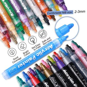 12/24/36 Colors Acrylic Paint Markers Set Water-Based Art Marker Pen 2mm Fine Tip for DIY Craft Canvas Ceramic Glass <b>Stone</b> - Product Image 2