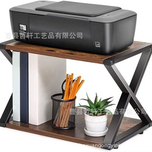 Wooden Multi Functional Printer <b>Shelf</b> 2 Tier X Shape <b>Desktop</b> Storage Rack Office Organizer - Product Image 1