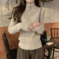Pull tricoté multifonctionnel à col revers, style coréen, fin et tendance, à manches longues, collection Automne/Hiver 2026