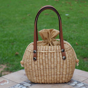 Bolso de Jacinto de Agua Hecho a Mano, Cesta Cuadrada de Paja Tejida con Asa Redonda, Bolso de Playa Ecológico de Verano para Mujer, Bolso de Compras - Product Image 2