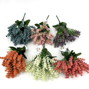 Bouquet de <span class=keywords><strong>fleurs</strong></span> <span class=keywords><strong>artificielles</strong></span> réalistes en tissu imperméable à 5 tiges, petit buisson <span class=keywords><strong>pour</strong></span> arrangements funéraires et commémoratifs dans les cimetières - Product Image 1