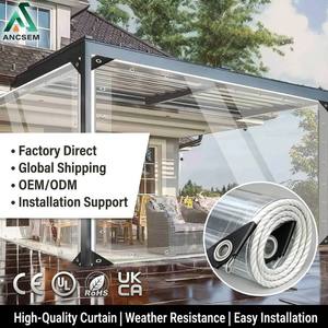 Pergola bioclimatique 3x4m, gazebo extérieur, toit à lamelles en aluminium imperméable avec bâche en PVC transparente, abri <span class=keywords><strong>de</strong></span> jardin DIY - Product Image 1