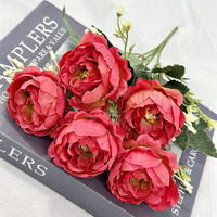 5 têtes de pivoines en soie artificielles pour centres de table de mariage, décoration intérieure, aménagement paysager et fleurs décoratives