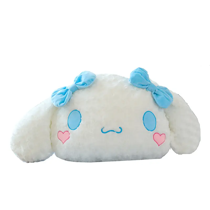 Morbido giapponese carino cane dalle grandi orecchie carino piccolo cane bianco cuscino bambola grande peluche cuscino ragazza regalo all'ingrosso