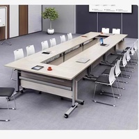 Table de conférence et de formation moderne pliable en bois, mobilier de bureau commercial multifonctionnel et extensible