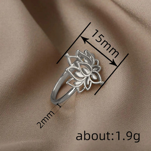 Anello a Forma di Fiore di Loto per Donne, Ispirato allo Stile Vintage e Fresco da Giardino, Accessorio per Dita - Product Image 4