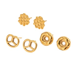 Food Shape <b>Stud</b> Earrings Gold Color <b>Titanium</b> Steel Non Fading For Women Fashion Jewelry - Product Image 5