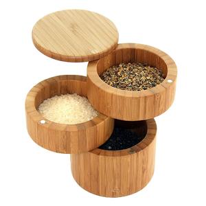 Bamboo Spice <b>Jar</b> With Lid Cylindrical Wooden <b>Storage</b> Container <b>For</b> Solid Seasonings <b>Kitchen</b> Condiment Holder - Product Image 5