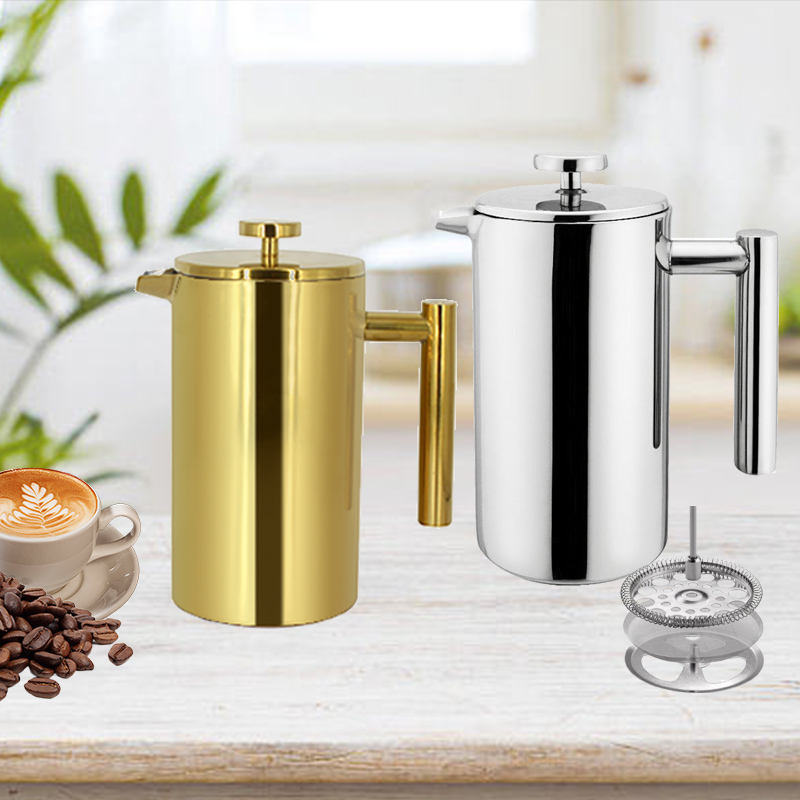 Gold Thermal Cafetiere Gold Plated Double Wall French Press