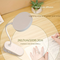 Lampe de bureau à clipser avec support de téléphone, rechargeable par USB, flexible, col de cygne, protection des yeux, lampe de lecture pour l'étude