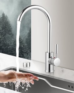 Évier de cuisine à cuve unique en acier inoxydable 304, épaissi de 5 mm, pour le lavage des légumes et de la vaisselle, avec robinet de cuisine extractible en laiton - Product Image 5