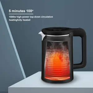 ステンレス鋼のふたの水位が付いている家庭用ガラス電気ガラスケトルBPA-お茶を作るための無料のポータブルインスタントヒーター