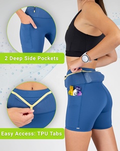 Shorts <span class=keywords><strong>de</strong></span> <span class=keywords><strong>compression</strong></span> personnalisés pour femmes, légers, anti-humidité, avec poche intégrée pour téléphone, OEM/ODM - Product Image 2
