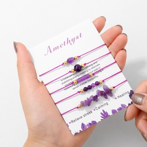 Unisex Amethyst White Jade <b>Beaded</b> <b>Bracelet</b> Cute Style Natural Stone Charms for <b>Men</b> and Women Handmade in Zinc Alloy Gift Set - Product Image 2