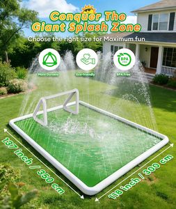 Alberca de Agua con Aspersores Temática de Fútbol de 118 Pulgadas con Porterías para Niños, Juegos Acuáticos de Verano para el Patio Trasero - Product Image 2