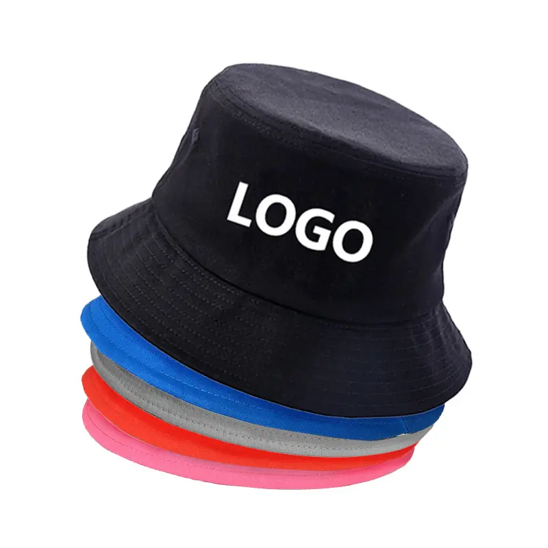 Topi nelayan katun polos mode topi matahari musim panas desain grosir topi Bucket kosong dewasa Logo kustom