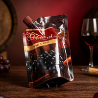Pochette souple personnalisée avec bec verseur, qualité alimentaire, pour liquides, vin rouge, jus, boissons, avec bouchon à vis