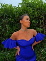 Vestidos Largos con Hombros Descubiertos, Manga con Volantes, Ajustados, Formales, para Fiesta, Noche, en Oferta